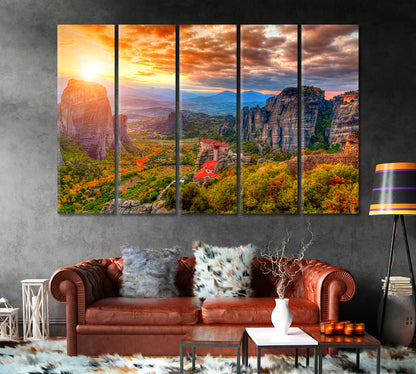 Monasteries of Meteora Greece Canvas Print-Canvas Print-CetArt-1 Panel-24x16 inches-CetArt