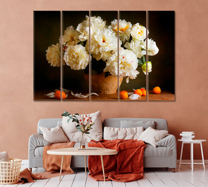 Still life with White Peonies Canvas Print-Canvas Print-CetArt-1 Panel-24x16 inches-CetArt