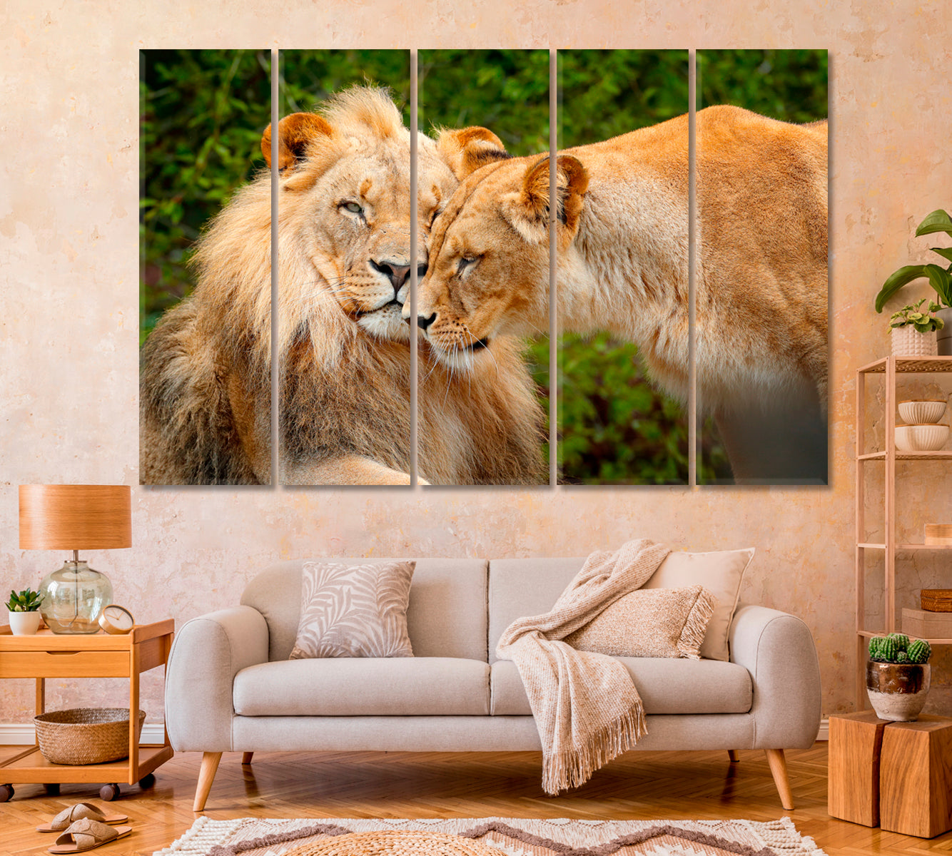 Pair of African Lions Chobe National Park Africa Canvas Print-Canvas Print-CetArt-1 Panel-24x16 inches-CetArt