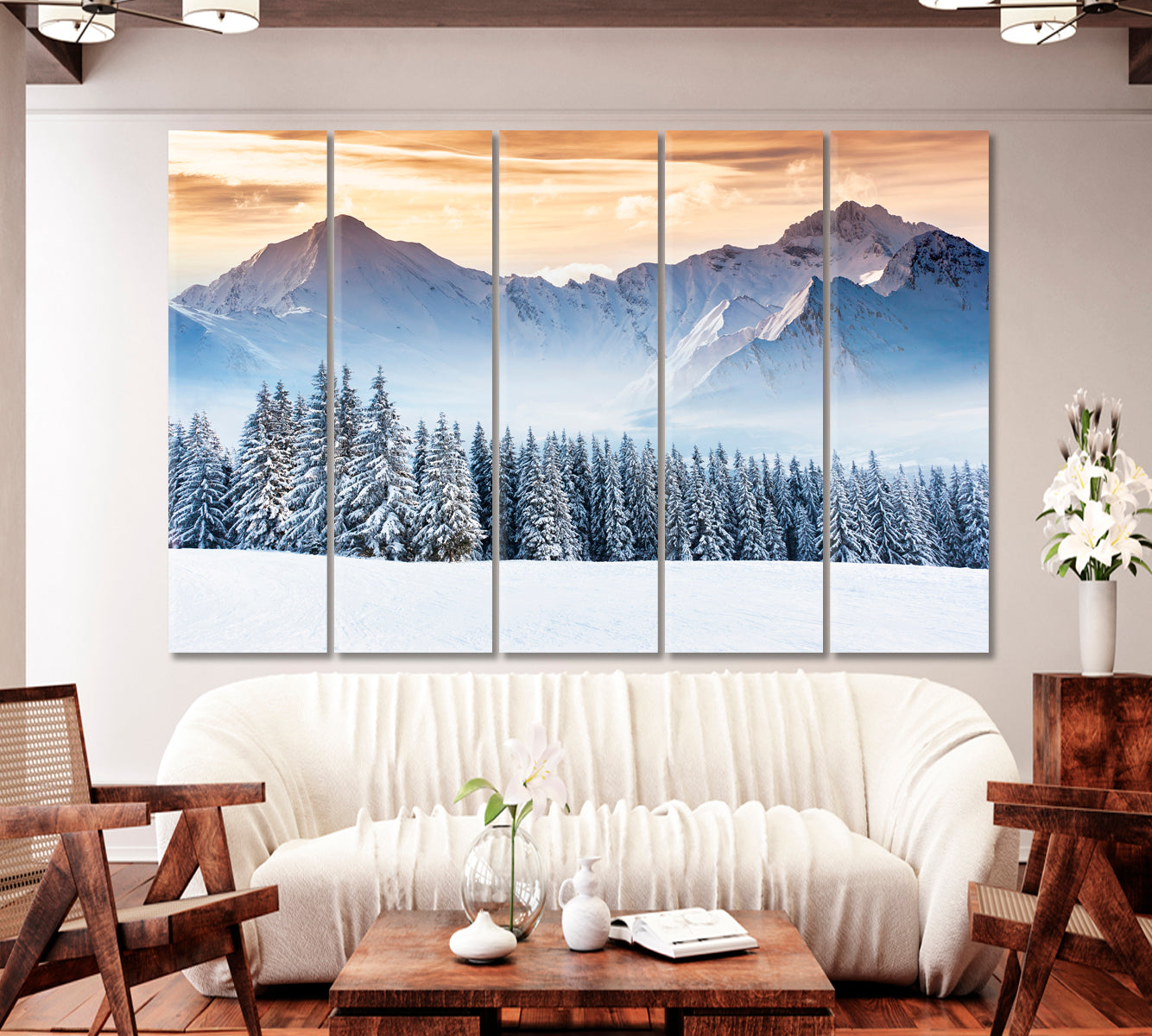 Snow Capped Mountains Fantastic Winter Landscape Canvas Print-Canvas Print-CetArt-1 Panel-24x16 inches-CetArt