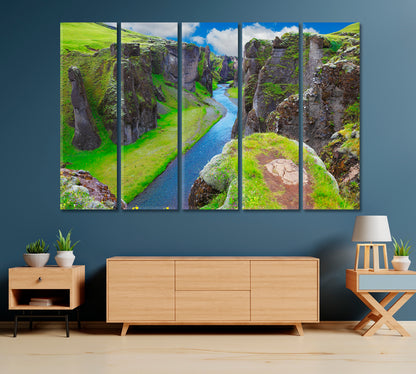 Fjadrargljufur Canyon Iceland Canvas Print-Canvas Print-CetArt-1 Panel-24x16 inches-CetArt