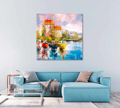 Beautiful Harbor Canvas Print-Canvas Print-CetArt-1 panel-12x12 inches-CetArt