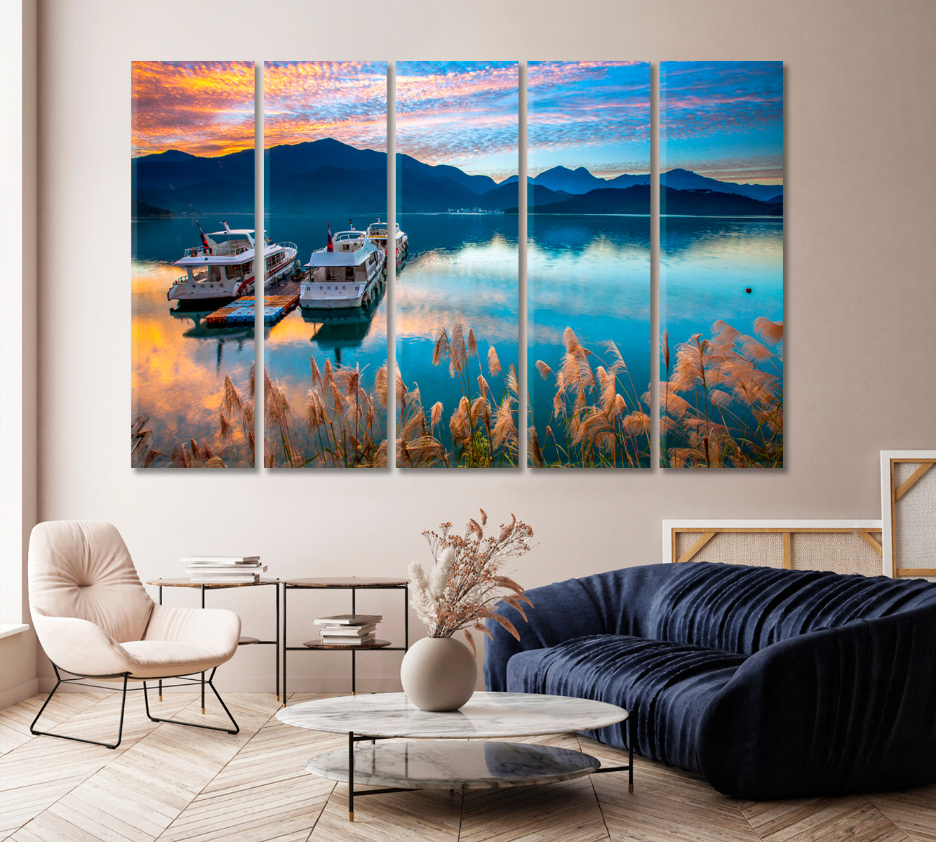 Two Motor Boats on the River Under the Dramatic Sky Canvas Print-Canvas Print-CetArt-1 Panel-24x16 inches-CetArt