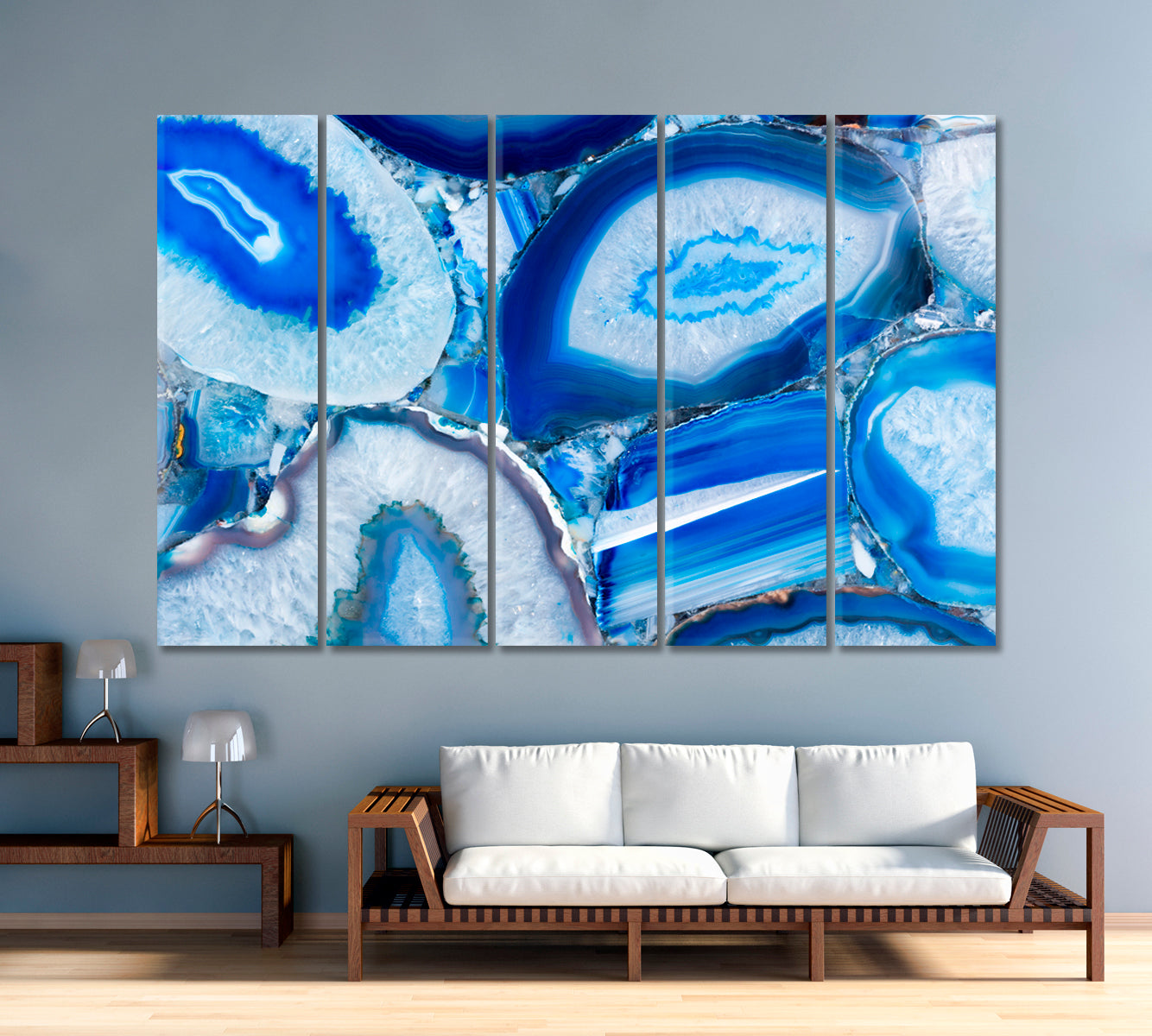 Abstract Blue Agate Canvas Print-Canvas Print-CetArt-1 Panel-24x16 inches-CetArt