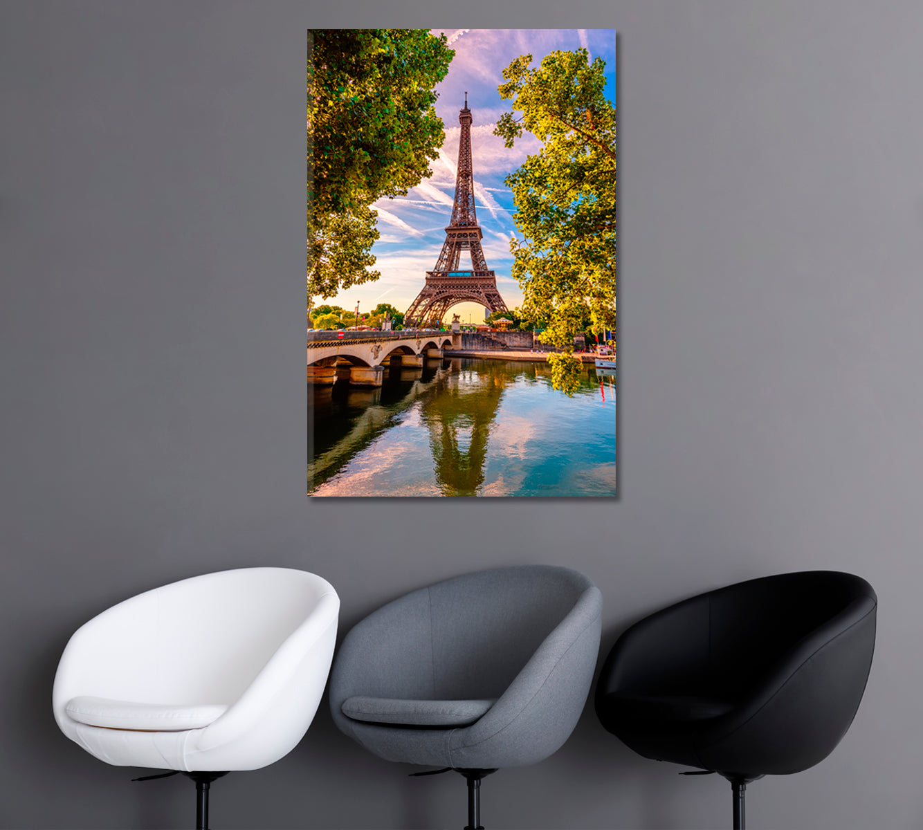 Eiffer Tower and Seine River Paris France Canvas Print-Canvas Print-CetArt-1 panel-16x24 inches-CetArt