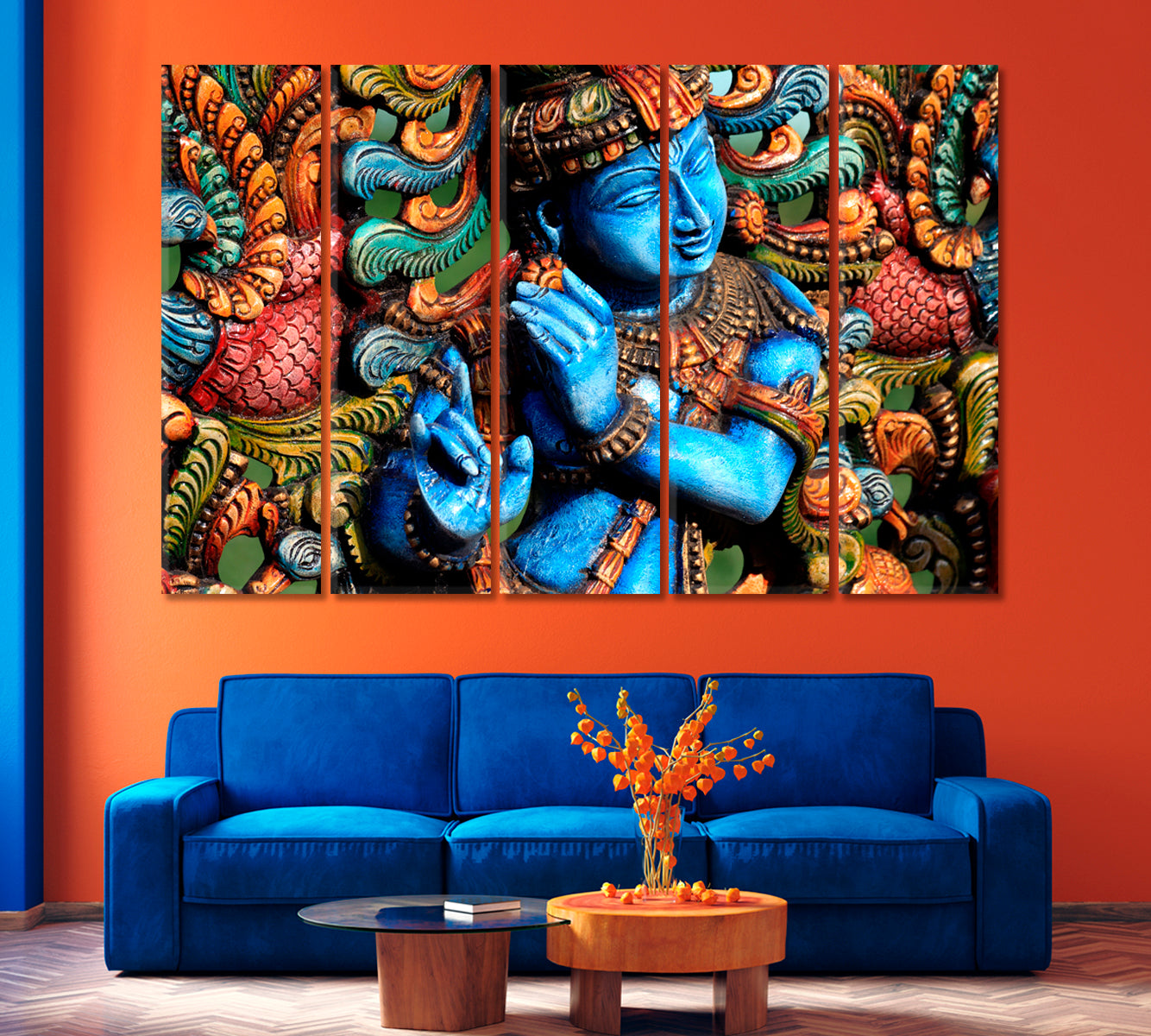 Blue Krishna Statue Canvas Print-Canvas Print-CetArt-1 Panel-24x16 inches-CetArt