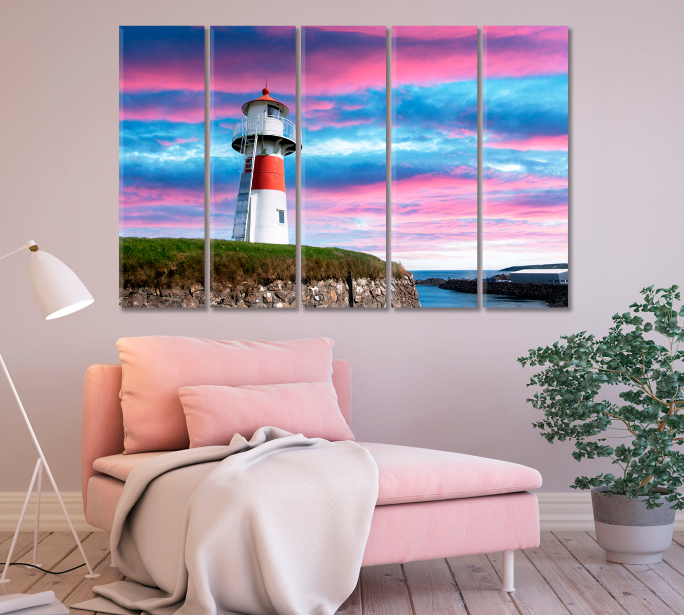 Lighthouse and Incredibly Purple Sky at Sunset Canvas Print-Canvas Print-CetArt-1 Panel-24x16 inches-CetArt