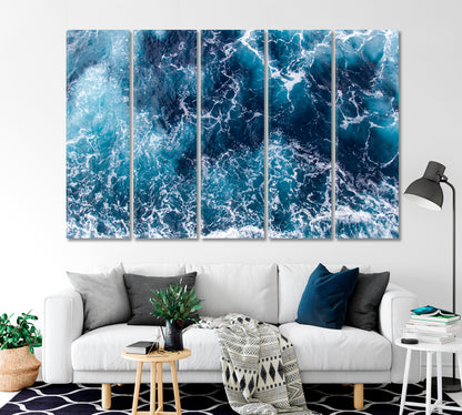 Blue Sea Waves with Foam Canvas Print-Canvas Print-CetArt-1 Panel-24x16 inches-CetArt