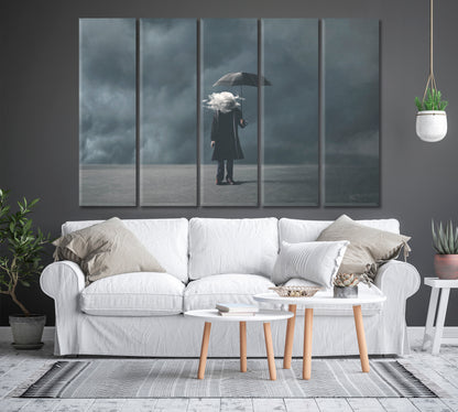 Surreal Man With Cloud Instead Head Canvas Print-Canvas Print-CetArt-1 Panel-24x16 inches-CetArt