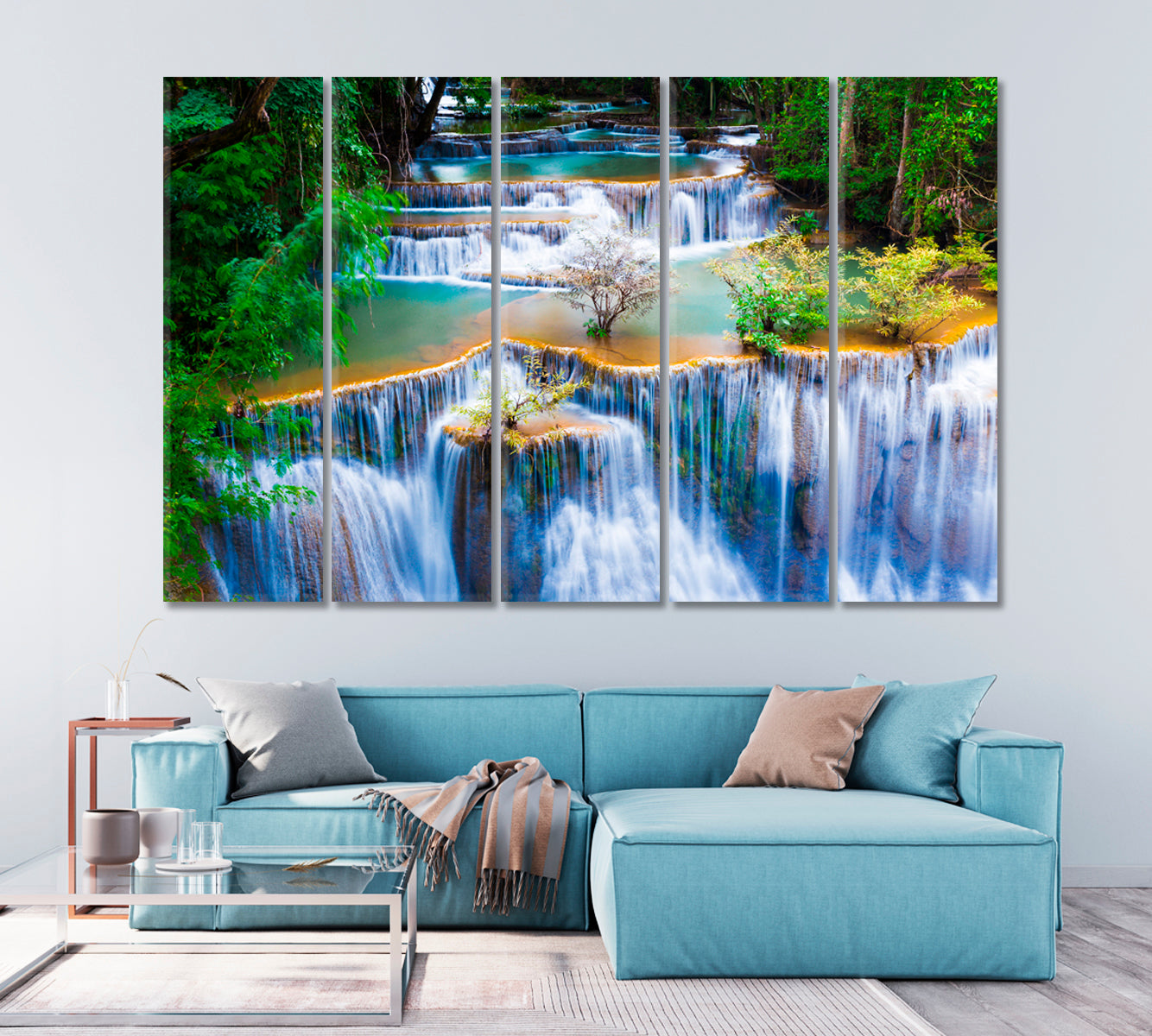 Huay Mae Khamin Waterfalls in National Park of Thailand Canvas Print-Canvas Print-CetArt-1 Panel-24x16 inches-CetArt