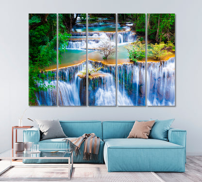 Huay Mae Khamin Waterfalls in National Park of Thailand Canvas Print-Canvas Print-CetArt-1 Panel-24x16 inches-CetArt