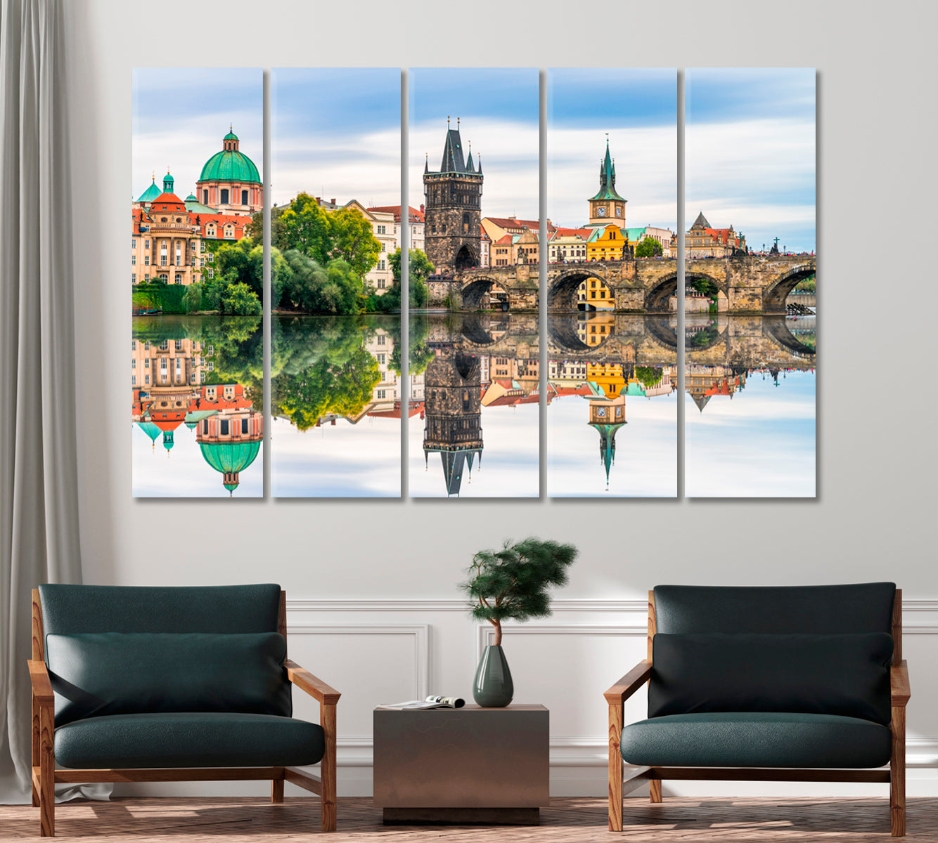 Charles Bridge at Dawn with Reflection in Prague Czech Republic Canvas Print-Canvas Print-CetArt-1 Panel-24x16 inches-CetArt