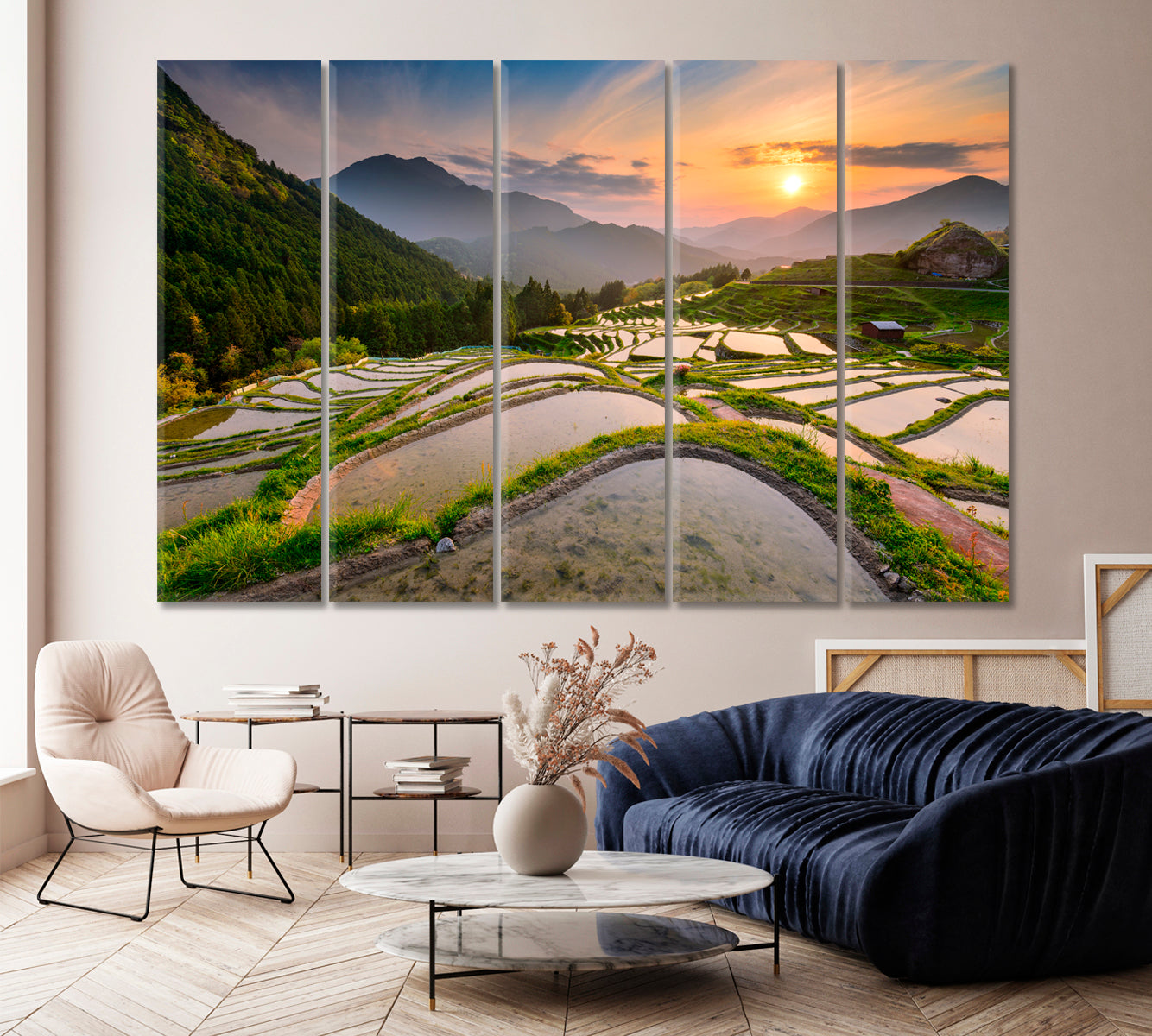 Rice Terraces at Sunset Japan Canvas Print-Canvas Print-CetArt-1 Panel-24x16 inches-CetArt