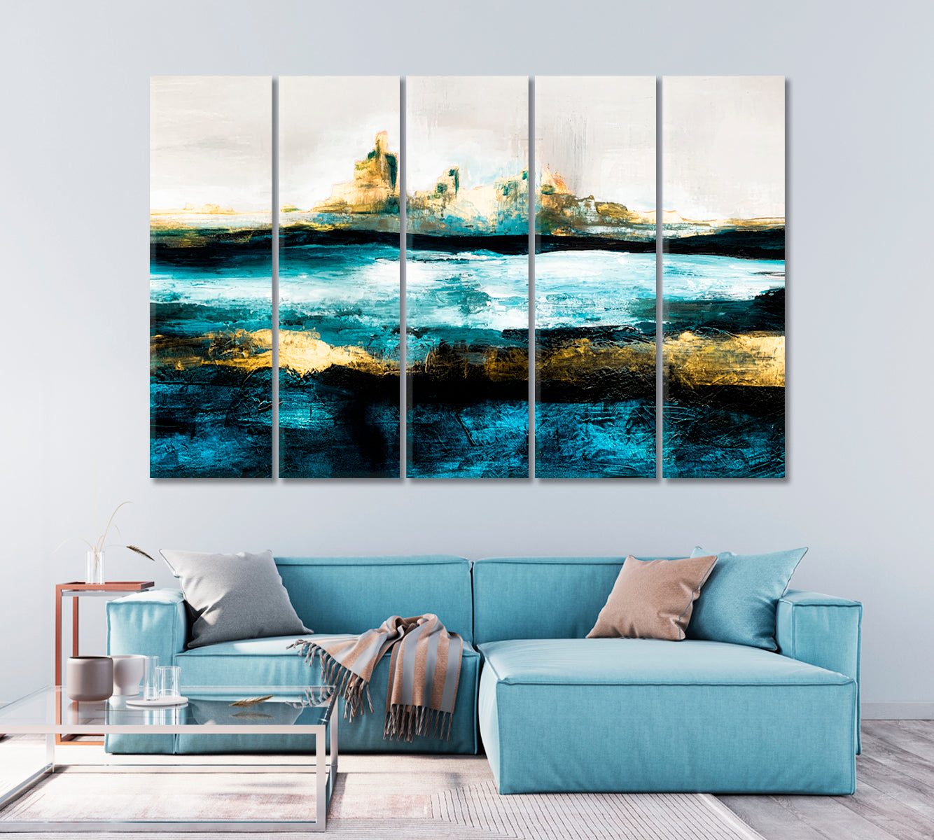 Abstract Contemporary Art Blue Sea Canvas Print-Canvas Print-CetArt-1 Panel-24x16 inches-CetArt