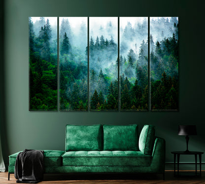 Foggy Mystical Spruce Forest Canvas Print-Canvas Print-CetArt-1 Panel-24x16 inches-CetArt