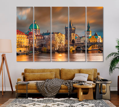 Church of St Francis and Charles Bridge Prague Canvas Print-Canvas Print-CetArt-1 Panel-24x16 inches-CetArt