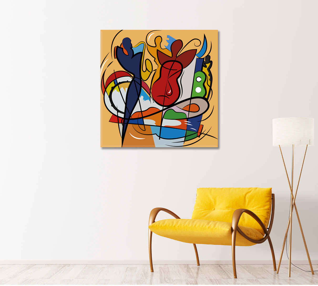 Modern Jazz Music Abstraction Canvas Print-Canvas Print-CetArt-1 panel-12x12 inches-CetArt