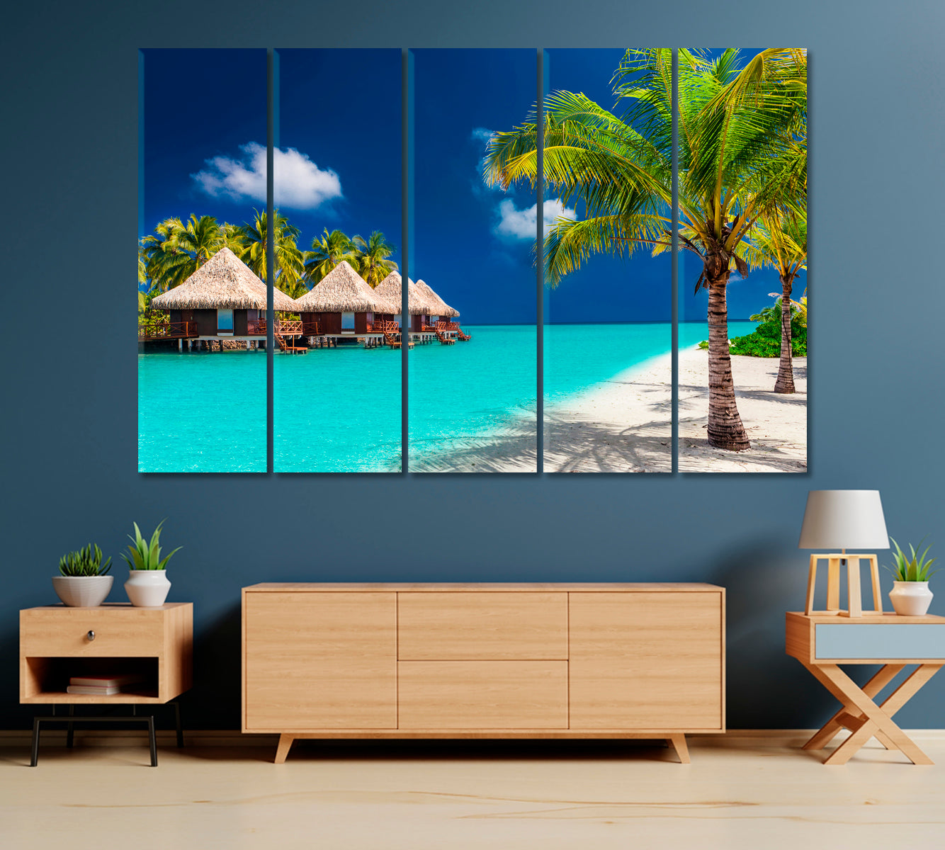 Bungalow on Tropical Island Maldives Canvas Print-Canvas Print-CetArt-1 Panel-24x16 inches-CetArt