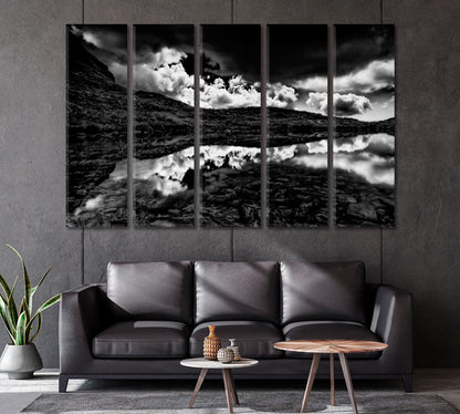 Sky over Alpine Lake in Black White Canvas Print-Canvas Print-CetArt-1 Panel-24x16 inches-CetArt