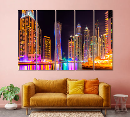 Skyscrapers in Dubai Marina UAE Canvas Print-Canvas Print-CetArt-1 Panel-24x16 inches-CetArt