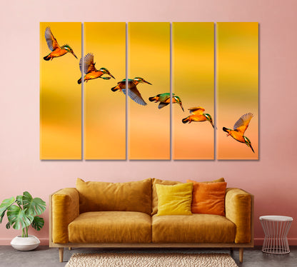 Сolorful Birds Kingfishers Canvas Print-Canvas Print-CetArt-1 Panel-24x16 inches-CetArt