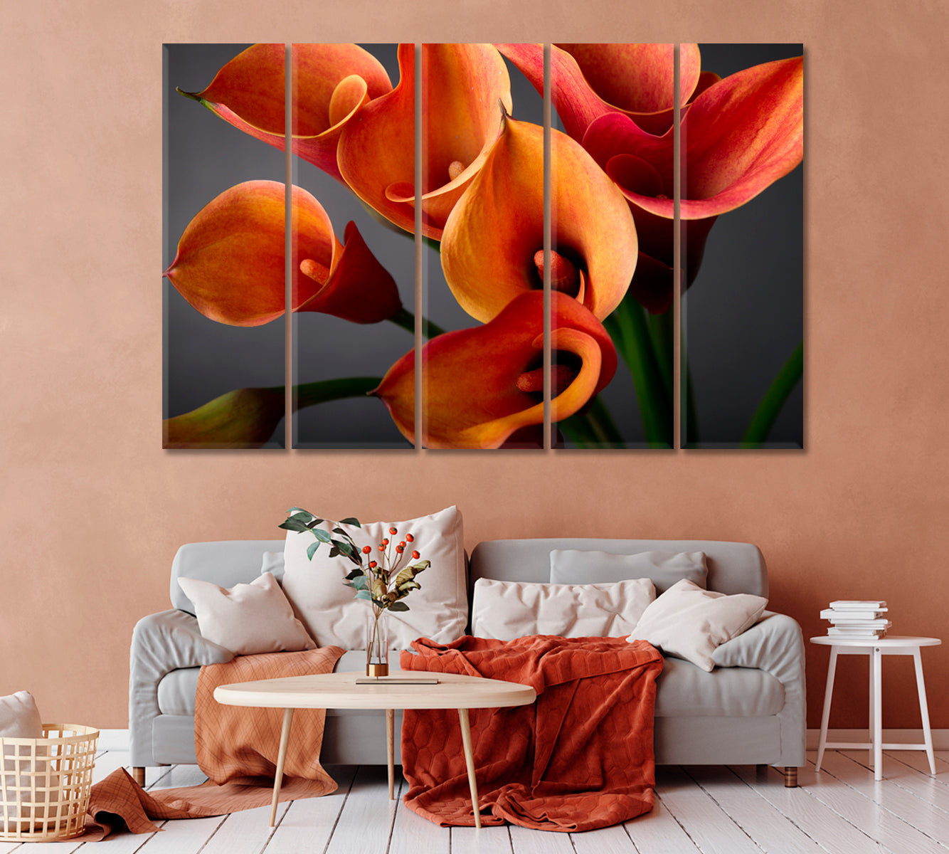 Bouquet of Orange Calla Lilies Canvas Print-Canvas Print-CetArt-1 Panel-24x16 inches-CetArt