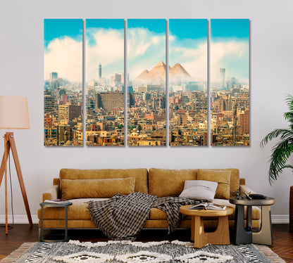 Cairo City with Pyramid Egypt Canvas Print-Canvas Print-CetArt-1 Panel-24x16 inches-CetArt