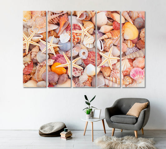 Starfish Seashells and Corals Canvas Print-Canvas Print-CetArt-1 Panel-24x16 inches-CetArt