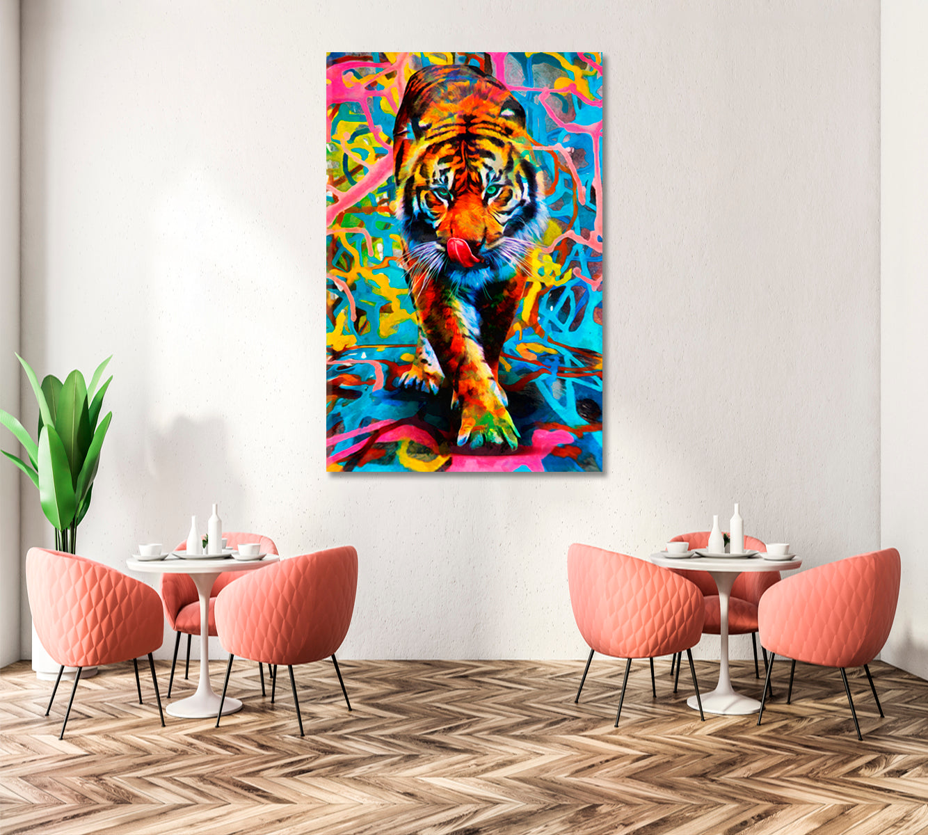 Modern Oil Painting of Tiger Canvas Print-Canvas Print-CetArt-1 panel-16x24 inches-CetArt