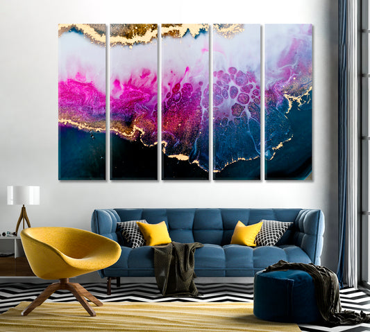 Modern Abstract Marble Pattern with Gold Splashes Canvas Print-Canvas Print-CetArt-1 Panel-24x16 inches-CetArt