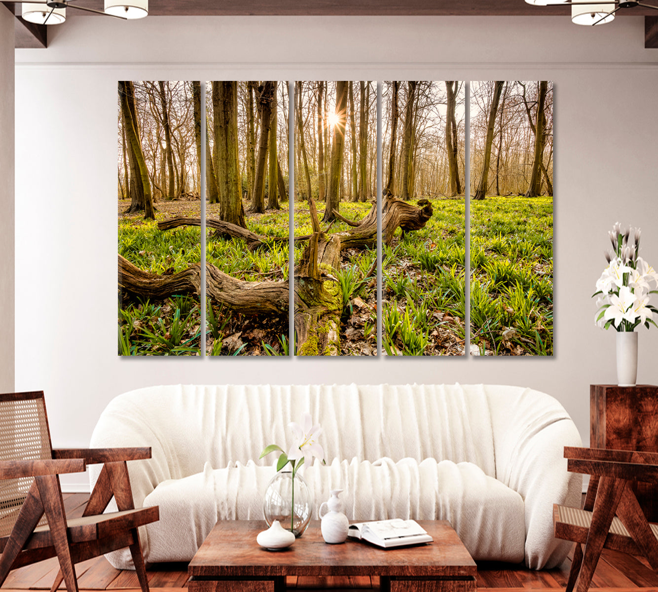 Forest with an Old Tree Trunk Canvas Print-Canvas Print-CetArt-1 Panel-24x16 inches-CetArt