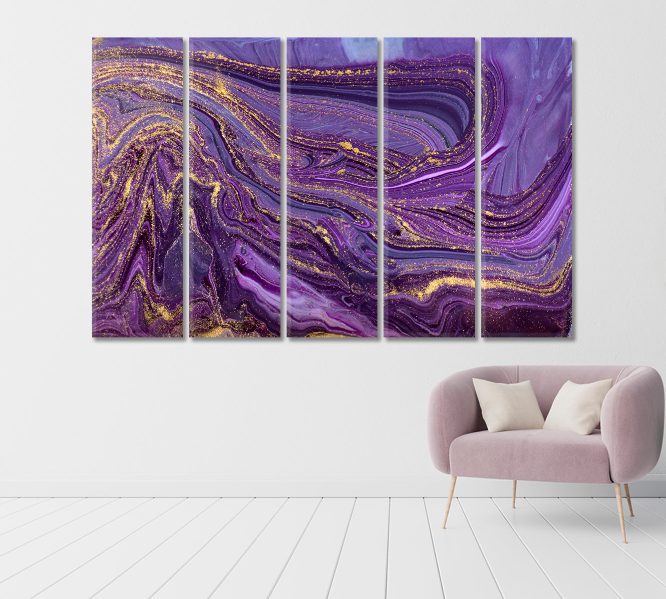 Marbling Pattern in Violet Colors Canvas Print-Canvas Print-CetArt-1 Panel-24x16 inches-CetArt