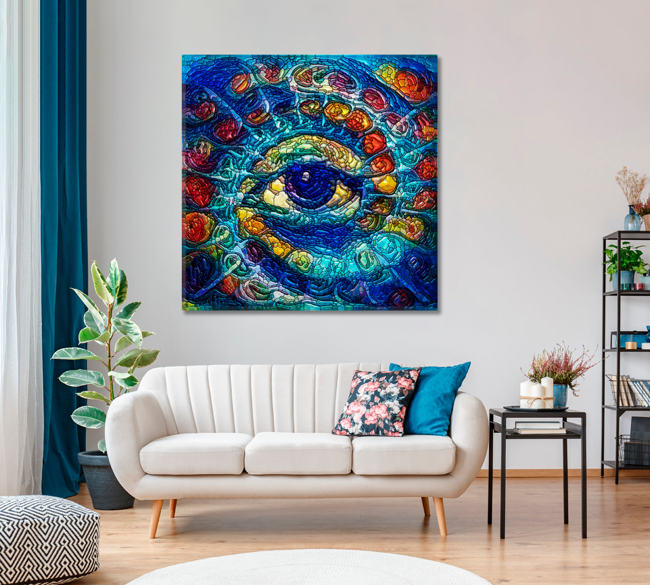 Abstract Stained Glass Eye Canvas Print-Canvas Print-CetArt-1 panel-12x12 inches-CetArt