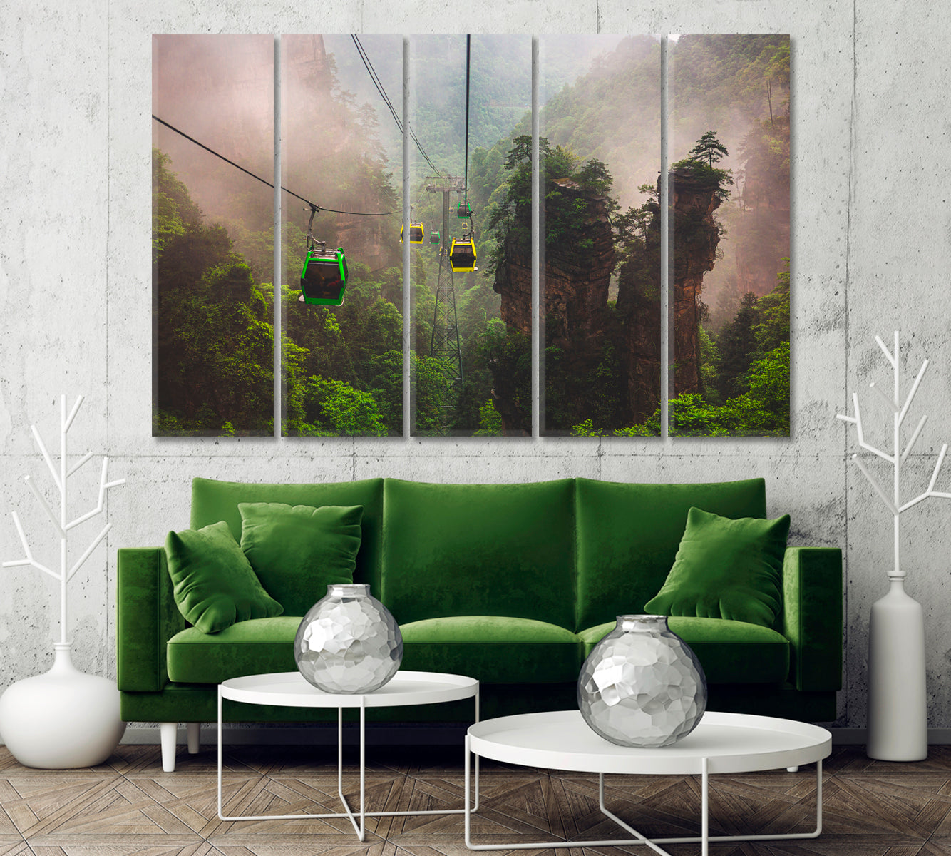 Zhangjiajie National Forest Park with Cable Car China Canvas Print-Canvas Print-CetArt-1 Panel-24x16 inches-CetArt