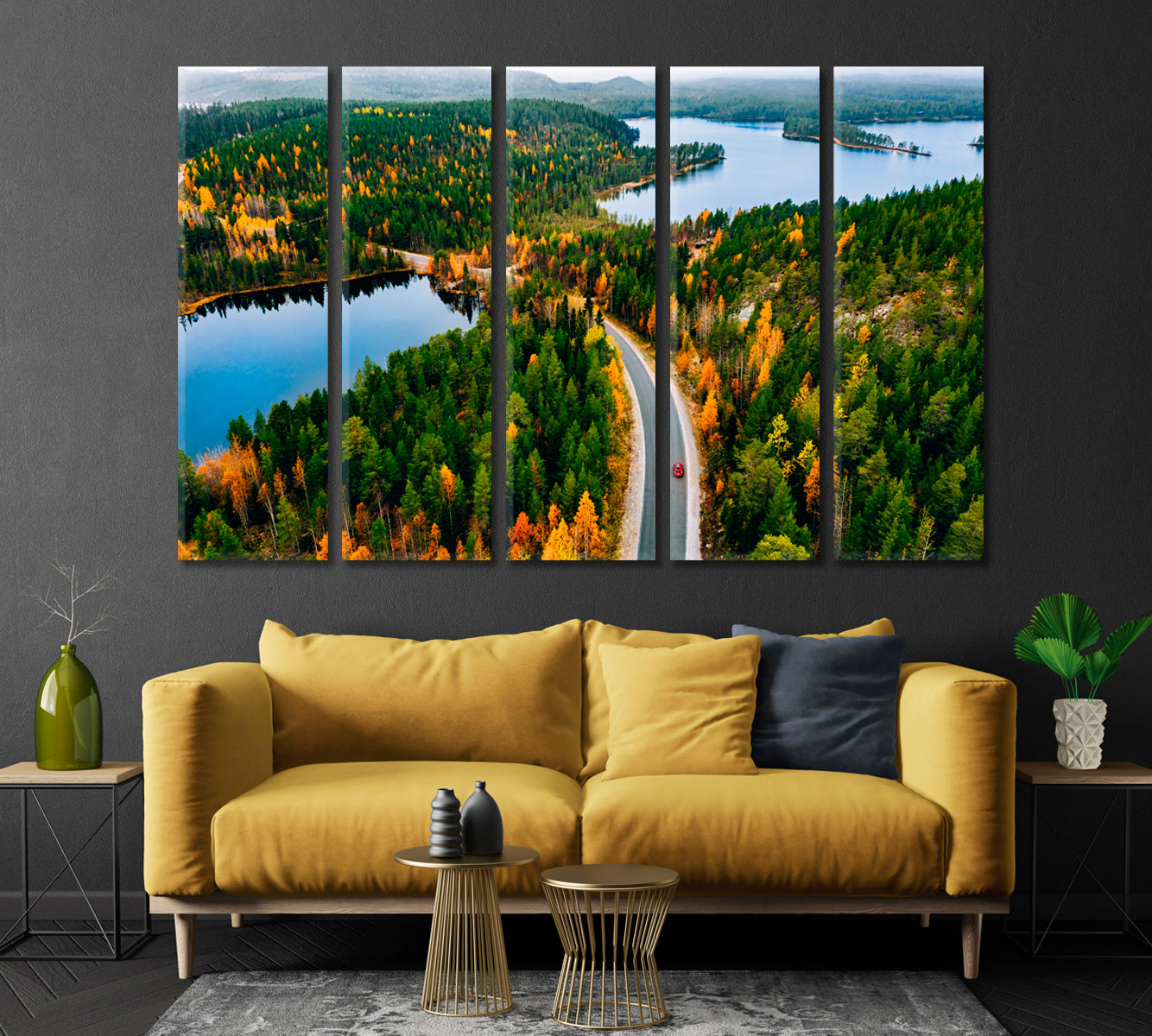 Autumn Forest with Blue Lake Finland Canvas Print-Canvas Print-CetArt-1 Panel-24x16 inches-CetArt