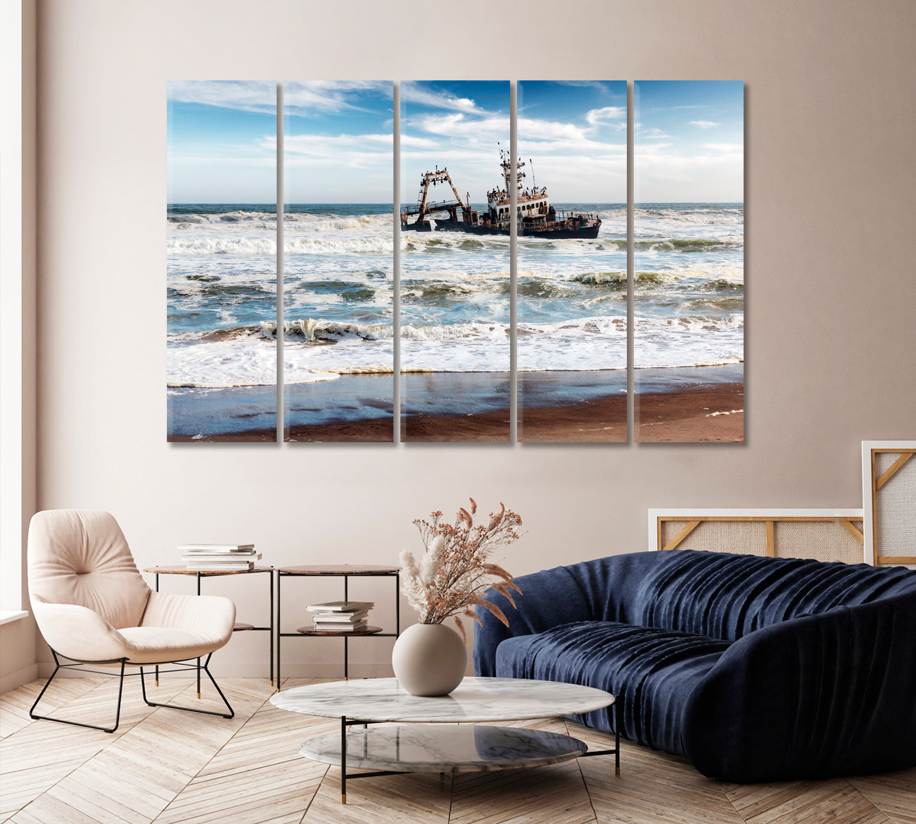 Shipwreck on Skeleton Coast in Atlantic Ocean Canvas Print-Canvas Print-CetArt-1 Panel-24x16 inches-CetArt