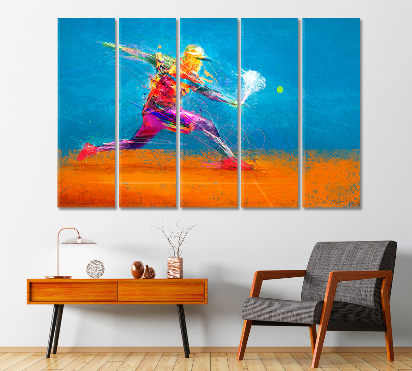 Abstract Tennis Player Canvas Print-CetArt-1 Panel-24x16 inches-CetArt