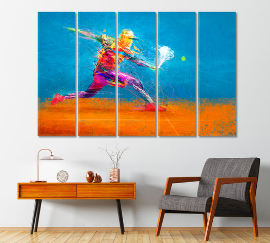 Abstract Tennis Player Canvas Print-CetArt-1 Panel-24x16 inches-CetArt