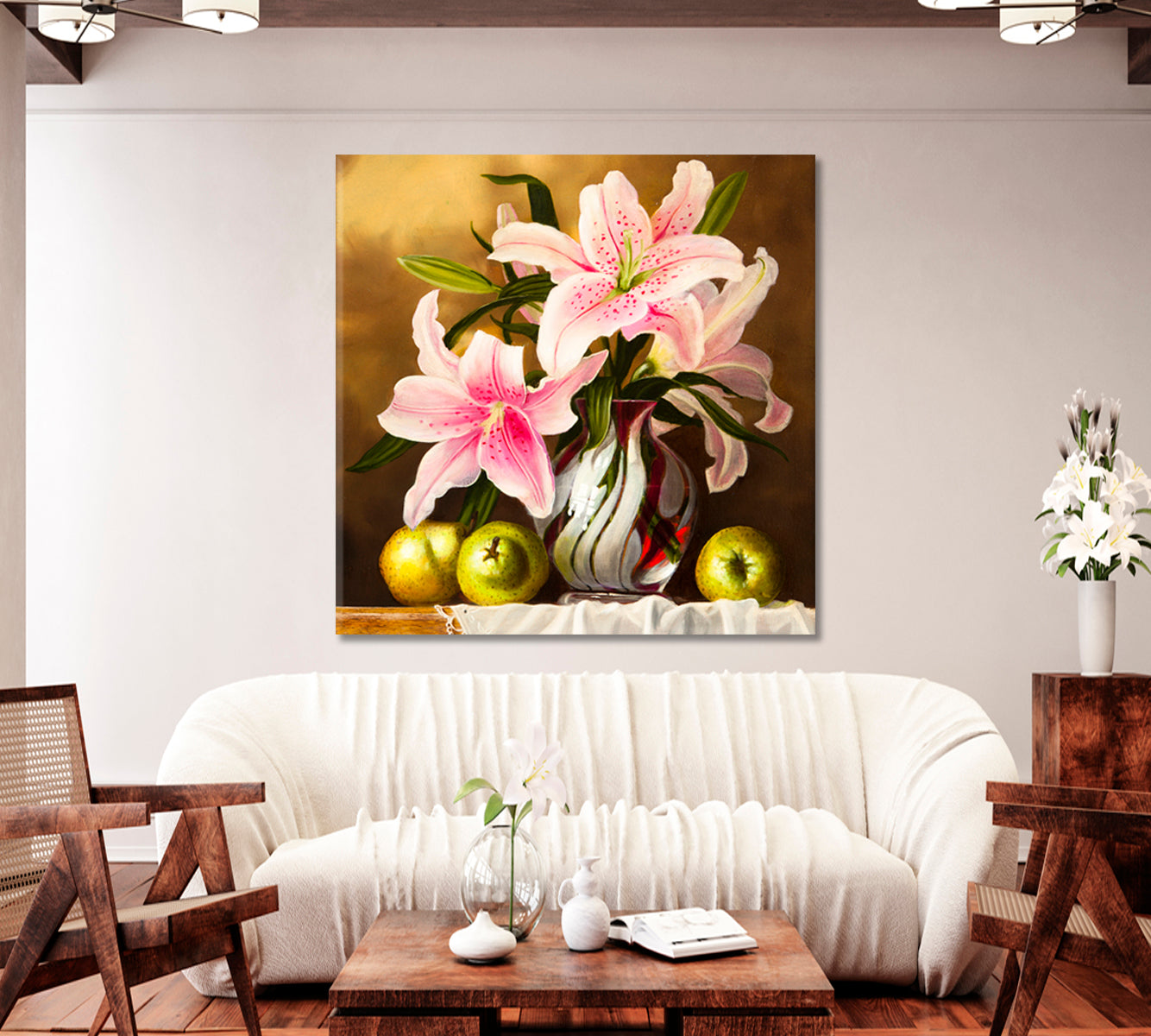 Still Life Lilies Flowers Canvas Print-Canvas Print-CetArt-1 panel-12x12 inches-CetArt