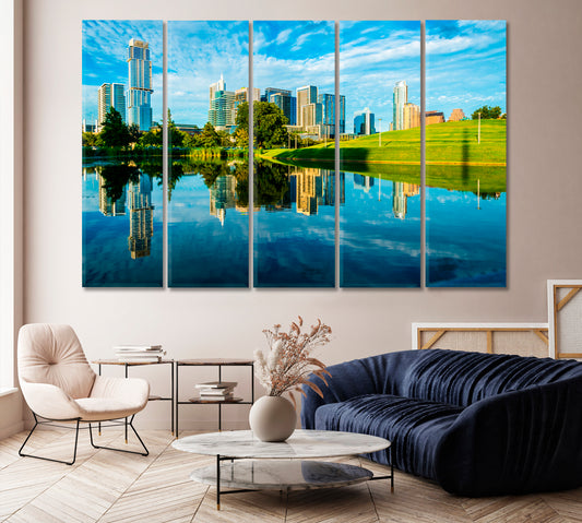 Austin Reflection in Mirror Clear Pond Canvas Print-Canvas Print-CetArt-1 Panel-24x16 inches-CetArt