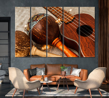 Ukulele and Maracas Canvas Print-Canvas Print-CetArt-1 Panel-24x16 inches-CetArt