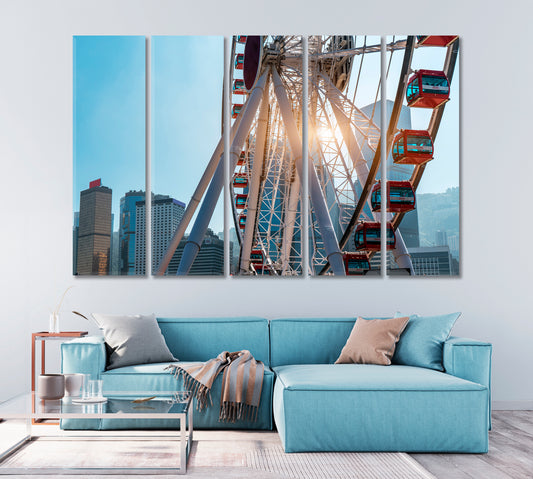 Ferris Wheel Hong Kong City Canvas Print-Canvas Print-CetArt-1 Panel-24x16 inches-CetArt