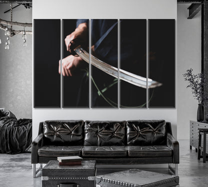 Japanese Sword in Samurai Hands Canvas Print-Canvas Print-CetArt-1 Panel-24x16 inches-CetArt