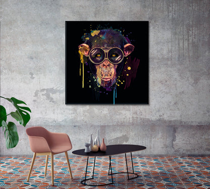 Hipster Monkey Canvas Print-Canvas Print-CetArt-1 panel-12x12 inches-CetArt