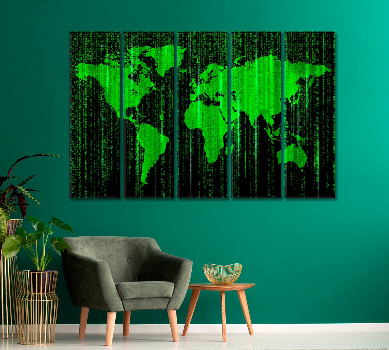 Abstract Binary Code World Map Canvas Print-Canvas Print-CetArt-1 Panel-24x16 inches-CetArt