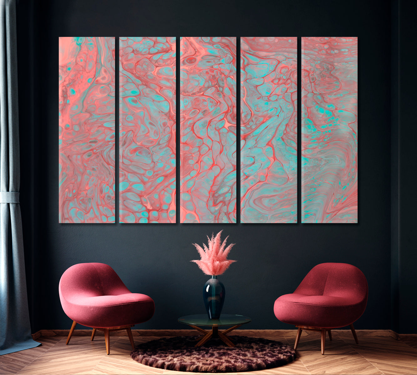 Abstract Pink and Blue Marble Canvas Print-Canvas Print-CetArt-1 Panel-24x16 inches-CetArt