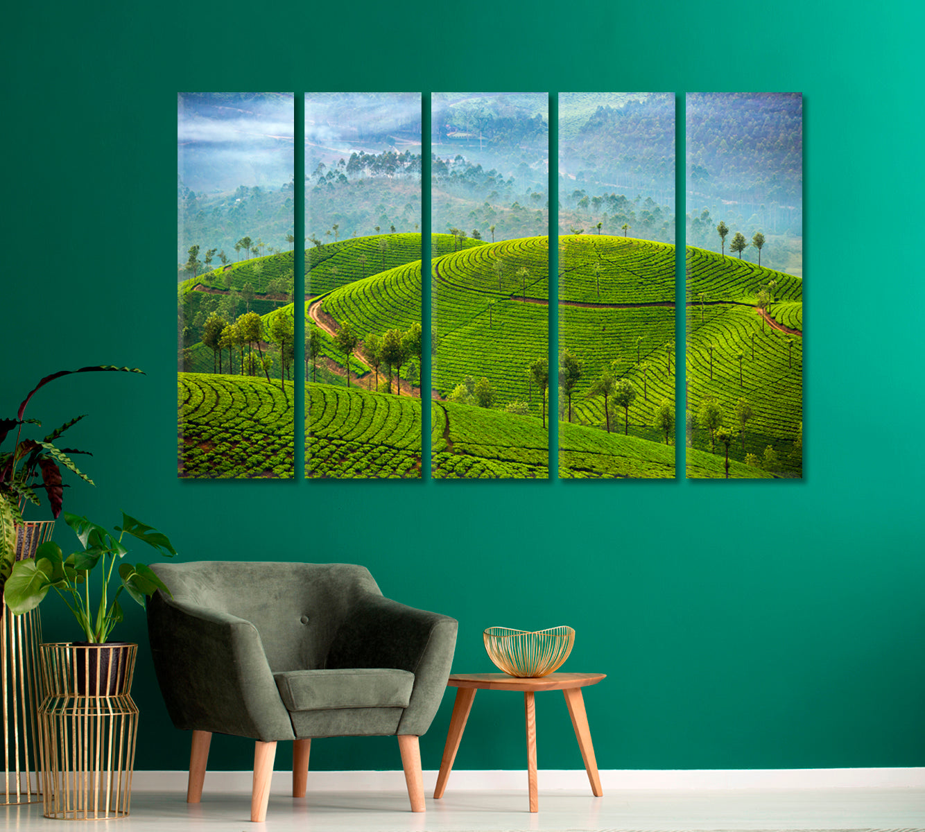 Tea Plantations in Munnar India Canvas Print-Canvas Print-CetArt-1 Panel-24x16 inches-CetArt