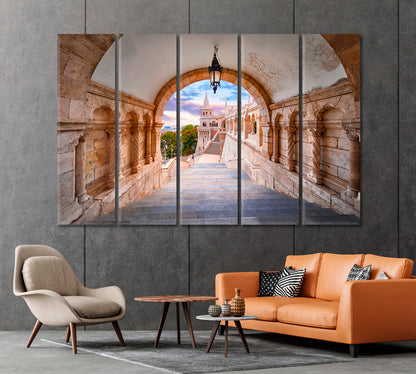 View of Fisherman's Bastion Castle Budapest Hungary Canvas Print-Canvas Print-CetArt-1 Panel-24x16 inches-CetArt