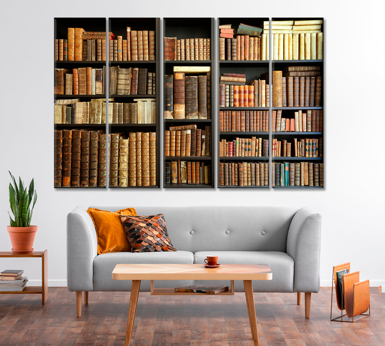 Old Books on Wooden Shelves Canvas Print-Canvas Print-CetArt-1 Panel-24x16 inches-CetArt