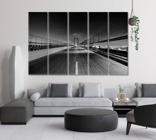 Vincent Thomas Bridge Los Angeles California Canvas Print-Canvas Print-CetArt-5 Panels-36x24 inches-CetArt